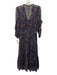 Veronica Beard Size 2 Blue, Brown & Beige Silk Floral Paisley Sheer V Neck Dress Blue, Brown & Beige / 2
