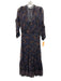 Veronica Beard Size 2 Blue, Brown & Beige Silk Floral Paisley Sheer V Neck Dress Blue, Brown & Beige / 2
