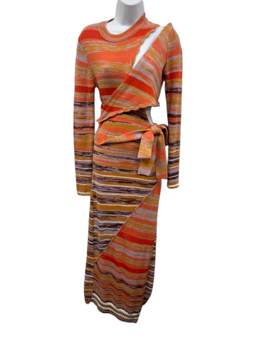Jonathan Simkhai Size XS Orange, Purple & Yellow Cotton & Wool Stripe Knit Dress Orange, Purple & Yellow / XS
