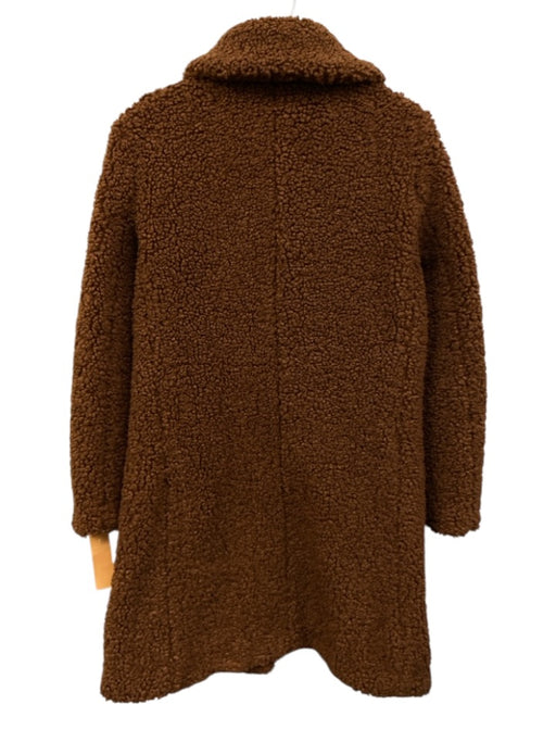 J. Crew Size XS Brown Polyester Faux Shearling Boucle Button Front Collared Coat Brown / XS