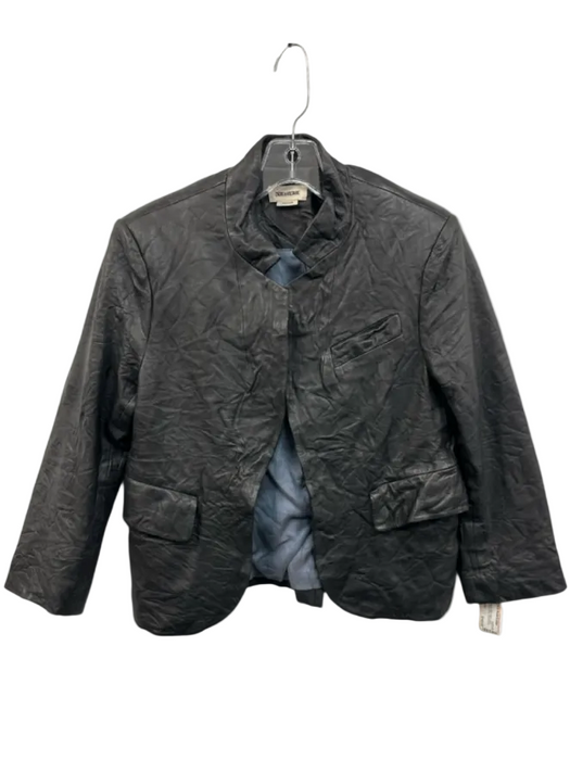 Zadig & Voltaire Size 34 Black Lamb leather Shoulder Pads Flap Pockets Jacket Black / 34