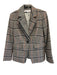 Veronica Beard Size 4 Black, Beige & Blue Cotton & Wool Blend Plaid Jacket Black, Beige & Blue / 4