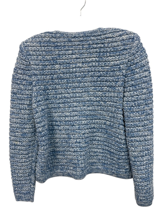 Ba&sh Size 1 Mixed Blues Cotton Blend Chunky Knit Button Front Ribbed Jacket Mixed Blues / 1