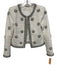 Alice + Olivia Size XS White Polyester Blend Tweed Crystal Flowers Jacket White / XS