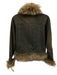 No Brand Size S Blue & Brown Cotton Denim Fur Trim Button Front Jacket Blue & Brown / S