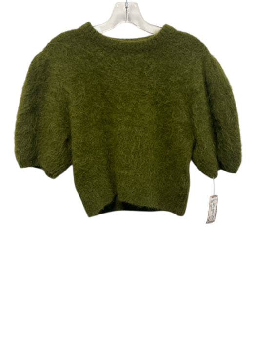 Banana Republic Size XS Moss Green Alpaca Blend Fuzzy 1/2 Puff Sleeve Sweater Moss Green / XS