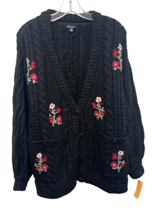 For Love & Lemons Size XS Black, Pink & Green Acrylic Blend Button Front Sweater Black, Pink & Green / XS