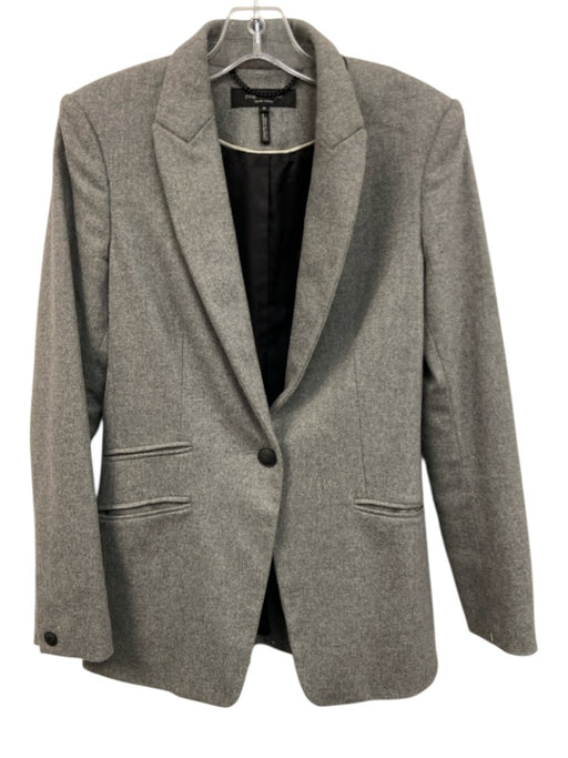 Rag & Bone Size 0 Gray Wool Blend & Leather Slit pockets Shoulder Pads Jacket Gray / 0