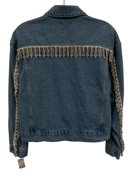 Superdown Size S Medium light wash Cotton Denim Crystal Details Fringe Jacket Medium light wash / S
