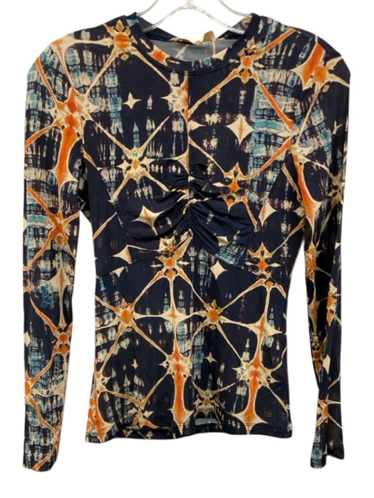 Ulla Johnson Size P purple & orange Rayon Blend Abstract Print Long Sleeve Top purple & orange / P