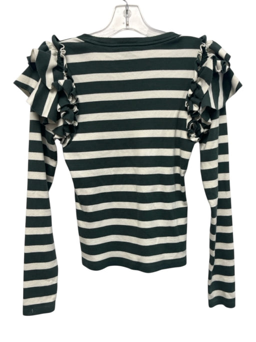Veronica Beard Jeans Size XS Green & White Pima Cotton Blend Ribbed Striped Top Green & White / XS