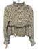 Ganni Size 34 Beige & Black Polyester Accordion Pleats Polka Dot Top Beige & Black / 34