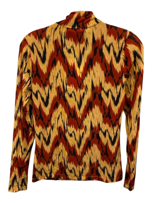 Ulla Johnson Size S Yellow, Red & Black Nylon Blend Abstract Print Mock Neck Top Yellow, Red & Black / S