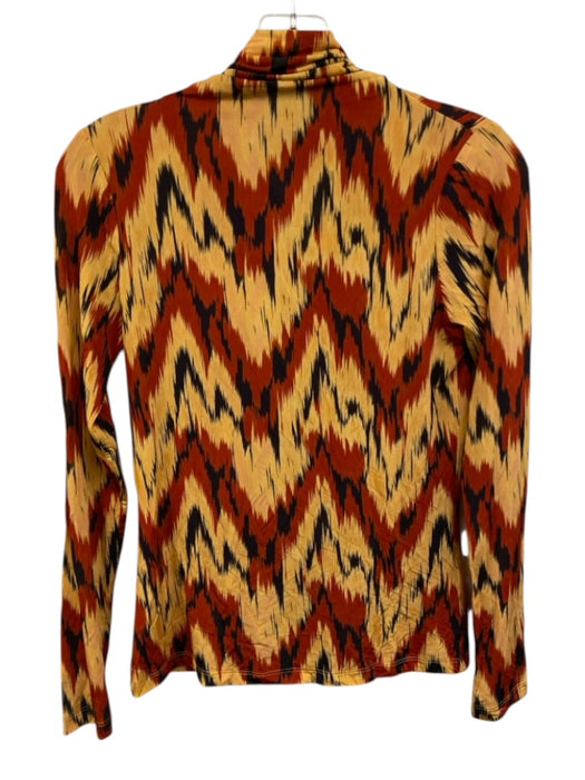 Ulla Johnson Size S Yellow, Red & Black Nylon Blend Abstract Print Mock Neck Top Yellow, Red & Black / S