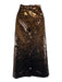 Tibi Size 2 Brown Wool Blend Sequined Belt Loops Hook & Zip Fly Midi Skirt Brown / 2