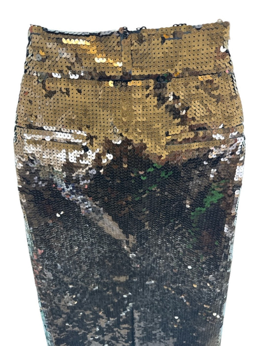 Tibi Size 2 Brown Wool Blend Sequined Belt Loops Hook & Zip Fly Midi Skirt Brown / 2