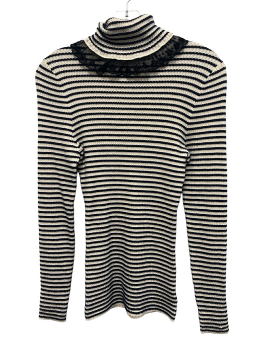 Manoush Size XS Cream White & Navy Blue Cotton, Wool & Cashmere Striped Sweater Cream White & Navy Blue / XS