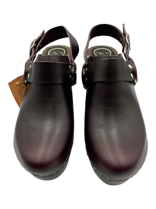 No. 6 Shoe Size 39 Dark Purple Leather Upper Ankle Buckle Platform Clogs Dark Purple / 39