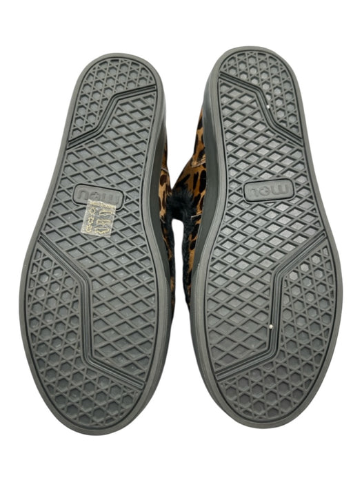 Mou Shoe Size est 9 Brown & Black Leather Upper Pony Hair Leopard Print Slippers Brown & Black / est 9