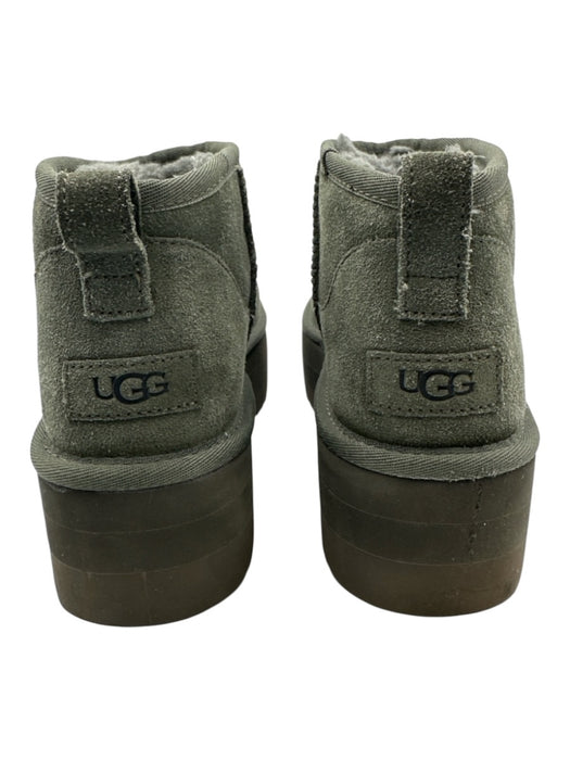 Ugg Shoe Size 9 Moss Green Leather Upper Suede Shearling Lined Platform Boots Moss Green / 9