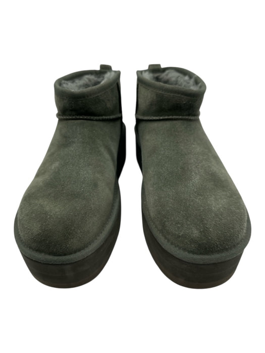 Ugg Shoe Size 9 Moss Green Leather Upper Suede Shearling Lined Platform Boots Moss Green / 9
