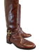 Tory Burch Shoe Size 10 Brown Leather Upper Gold Tone Logo Side Zip Boots Brown / 10