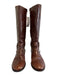 Tory Burch Shoe Size 10 Brown Leather Upper Gold Tone Logo Side Zip Boots Brown / 10