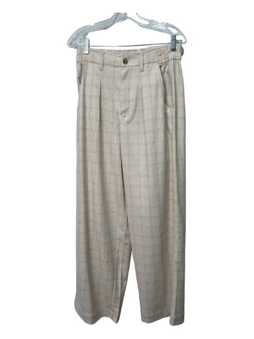 Madewell Size S/4 Beige & Navy Viscose Blend Windowpane Check Plaid Pants Set Beige & Navy / S/4