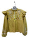 Chufy Size XS Yellow, Green & White Cotton Floral Embroidered V Neck Top Yellow, Green & White / XS