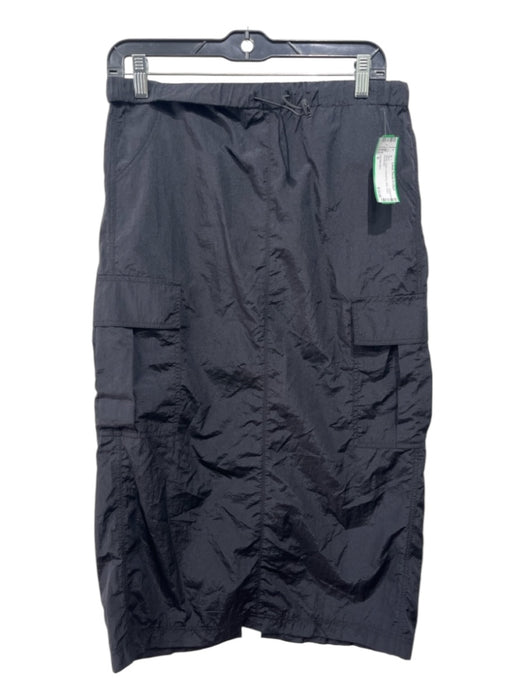 Double Zero Size S Black Nylon Drawstring Midi Cargo Skirt Black / S