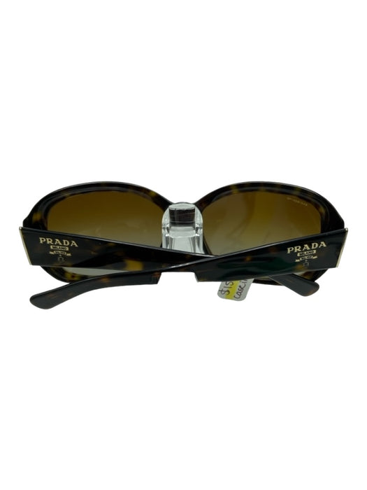 Prada Brown Acetate Tortoiseshell Round Gold Hardware Sunglasses Brown