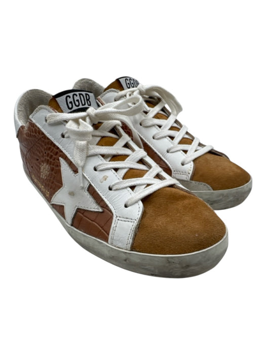 Golden Goose Shoe Size 39 Brown & White Leather & Suede Embossed Detail Sneakers Brown & White / 39