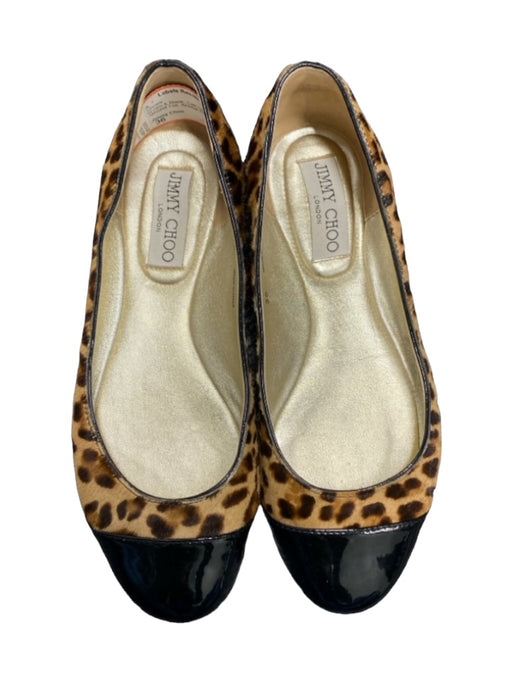 Jimmy Choo Shoe Size 36 Brown & Black Calf hair Patent Leather Almond Toe Shoes Brown & Black / 36