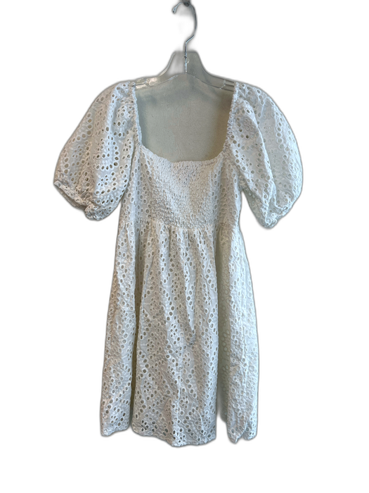 Tuckernuck Size XS White 100% Cotton Short Puff Sleeve Cutout Detailing Dress White / XS