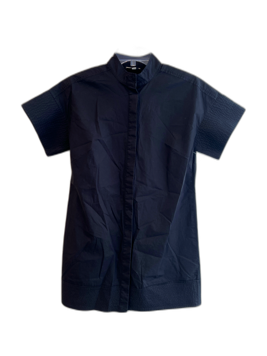 Tuckernuck Size XS Black Cotton Short Sleeve solid color high neck Dress Black / XS
