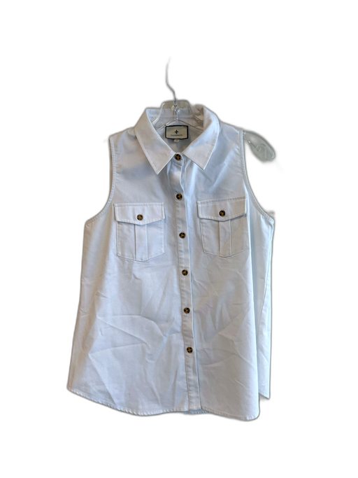 Tuckernuck Size S White Linen & Cotton Sleeveless solid color Chest Pocket Top White / S