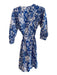J Mclaughlin Size XS Blue & White Cotton Blend round split neck Floral Dress Blue & White / XS