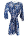 J Mclaughlin Size XS Blue & White Cotton Blend round split neck Floral Dress Blue & White / XS