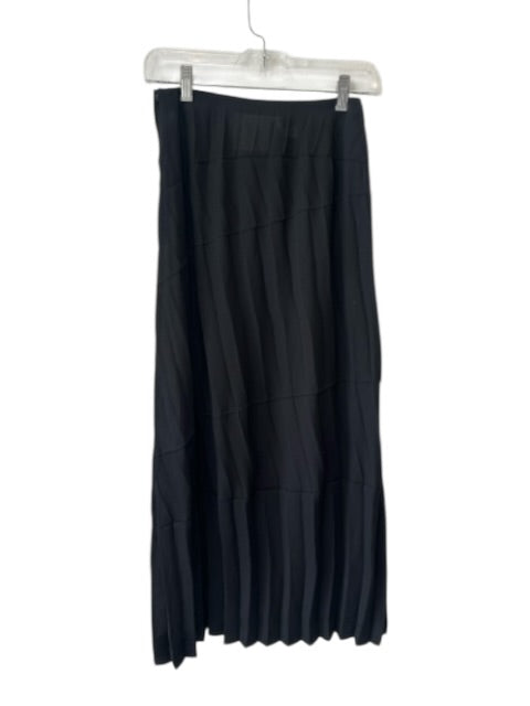 Comme des Garcons Size M Black Polyester Semi Sheer Pleated Side Zip Midi Skirt Black / M