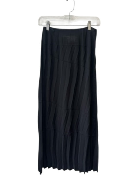 Comme des Garcons Size M Black Polyester Semi Sheer Pleated Side Zip Midi Skirt Black / M