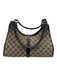 Gucci Brown Canvas & Leather Guccissima Silver Tone Hardware Press Lock Bag Brown