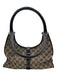 Gucci Brown Canvas & Leather Guccissima Silver Tone Hardware Press Lock Bag Brown