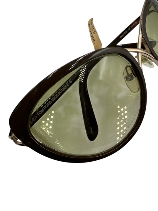 Tom Ford Brown, Green & Yellow Acetate & Metal Cat Eye Criss Cross Sunglasses Brown, Green & Yellow