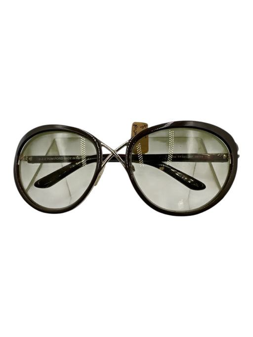 Tom Ford Brown, Green & Yellow Acetate & Metal Cat Eye Criss Cross Sunglasses Brown, Green & Yellow