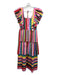 Crosby Size S Pink & Multi Polyester Ruffle Cap Sleeve Square Neck pleats Dress Pink & Multi / S