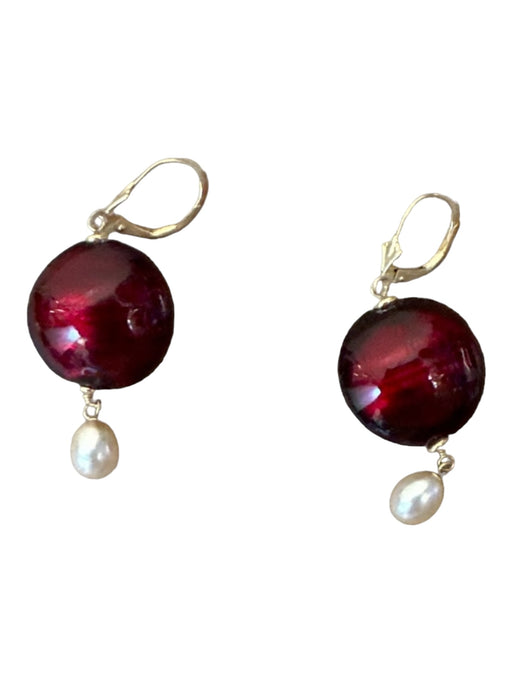 Red & Gold 18k Gold Pearl Hinge Earrings Red & Gold