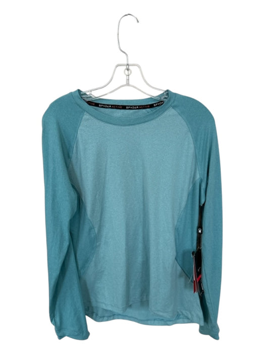 Spyder Size L Teal Polyester Blend Athletic Top Teal / L