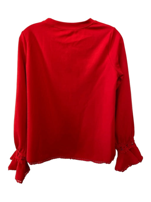 Pomander Place Size M Red Polyester Blend Round Neck Long Flare Sleeve Top Red / M