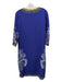 Etro Size 44 Blue, White, Multi Viscose floral print 3/4 Sleeve Back Zip Dress Blue, White, Multi / 44