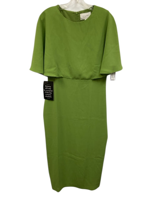 Pomander Place Size 8 Green Polyester Cape Sleeve Back Zip Back Slit Maxi Dress Green / 8